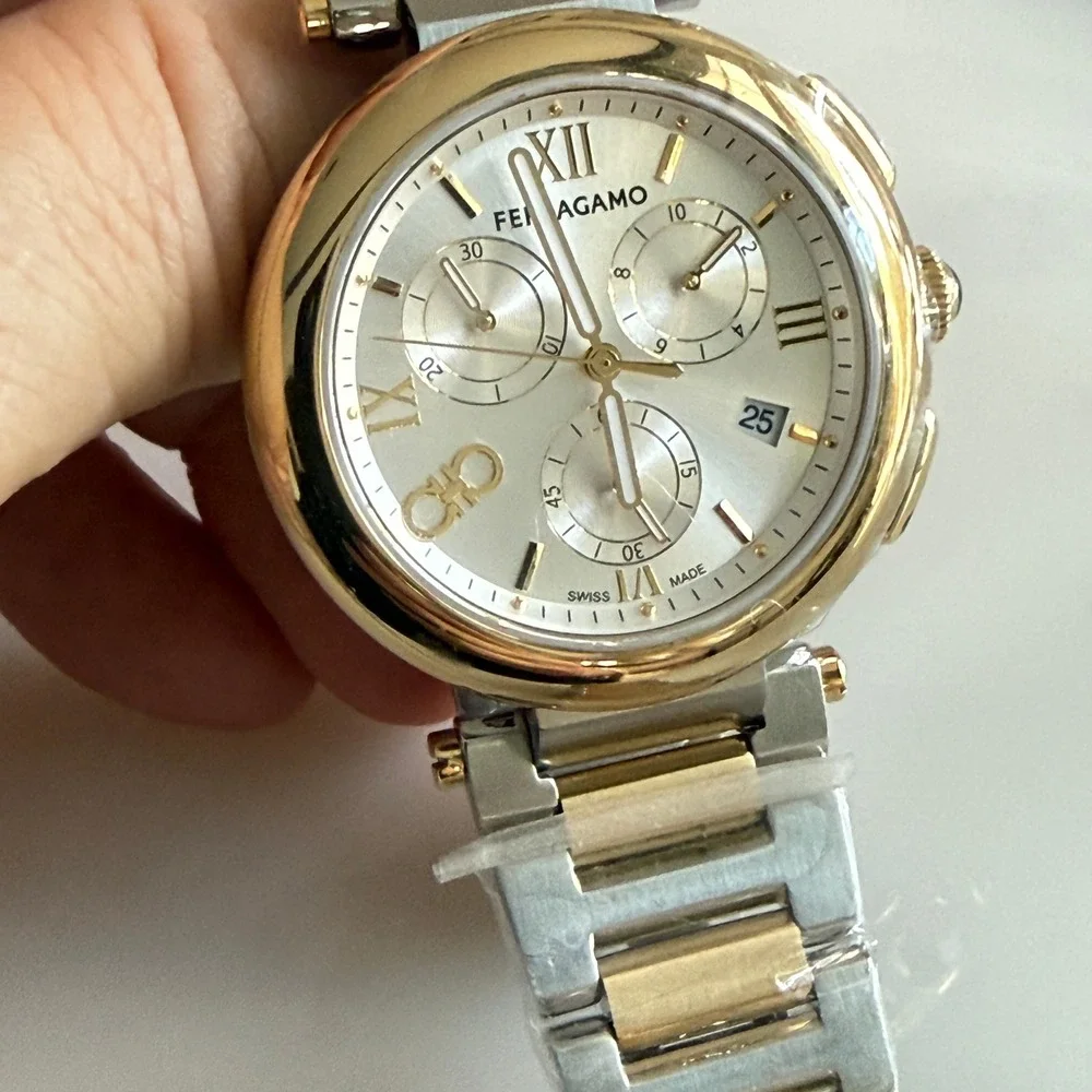 Salvatore Ferragamo SFYQ00321 Legacy Chronograph Two Tone 40mm Swiss NWT Box